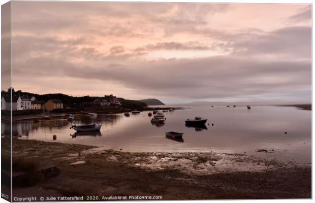stormy sunset at the Parrog, Newport Pembrokeshire Canvas Print by Julie Tattersfield