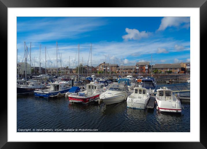 Boats in the Marina Framed Mounted Print by Jane Metters