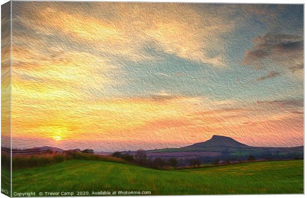 Sunset over Roseberry - Oil Painting effect Canvas Print by Trevor Camp
