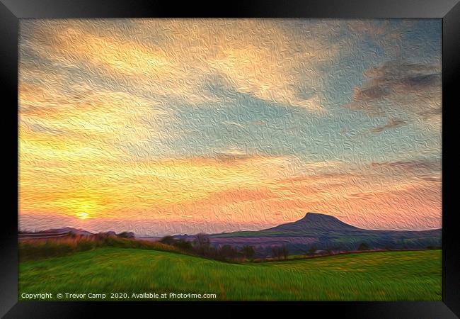 Sunset over Roseberry - Oil Painting effect Framed Print by Trevor Camp