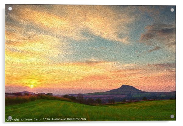 Sunset over Roseberry - Oil Painting effect Acrylic by Trevor Camp