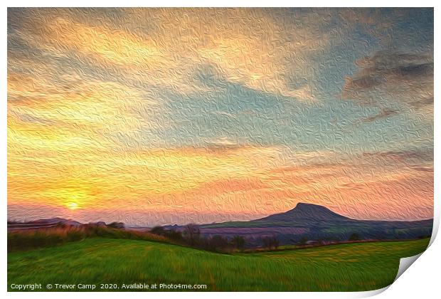 Sunset over Roseberry - Oil Painting effect Print by Trevor Camp