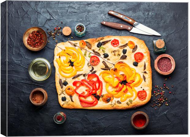 Italian focaccia bread Canvas Print by Mykola Lunov Mykola