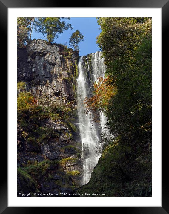 Pistyll Rhaeadr, Waterfall Framed Mounted Print by Malcolm Lander