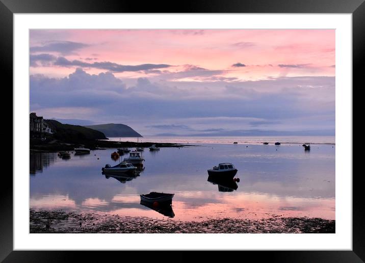 Pink evening sunset  Pembrokeshire Framed Mounted Print by Julie Tattersfield