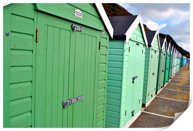 Bournemouth Beach Huts Dorset England Print by Andy Evans Photos