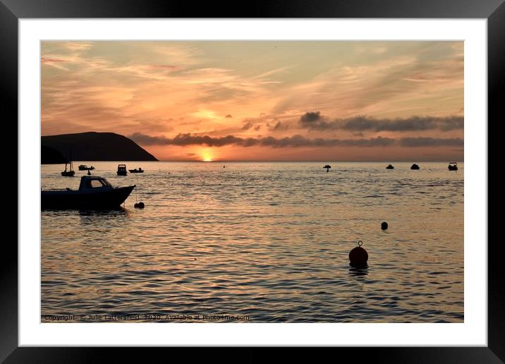 Last minute left of the sunset at the Parrog Framed Mounted Print by Julie Tattersfield