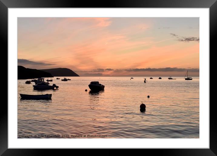 Pink sunset at the Parrog, Newport Pembrokeshire  Framed Mounted Print by Julie Tattersfield