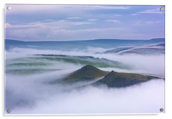 Crook Hill layers of Mist at sunrise  Acrylic by John Finney