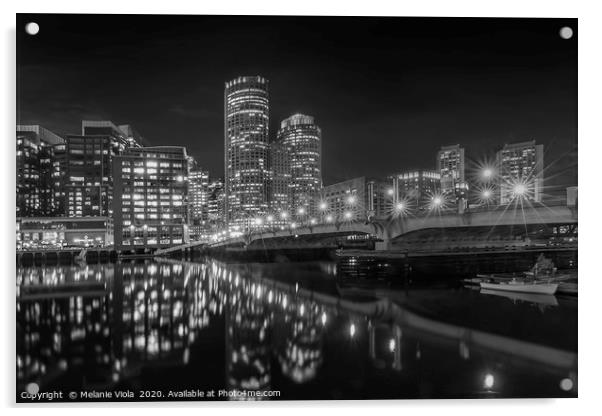 BOSTON Harborwalk Nightscape | Monochrome Acrylic by Melanie Viola