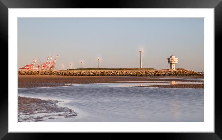 Channels of water at Crosby beach Framed Mounted Print by Jason Wells