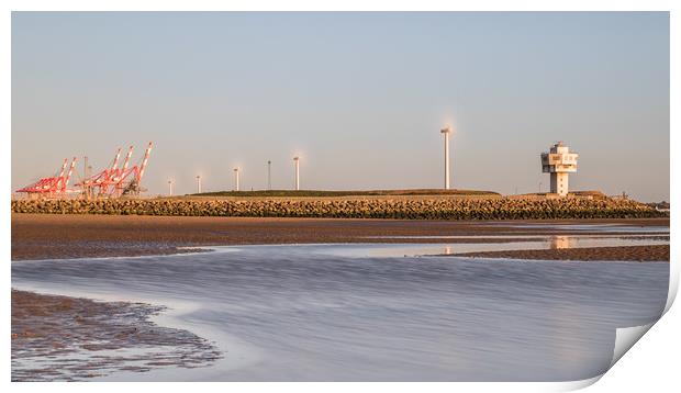 Channels of water at Crosby beach Print by Jason Wells