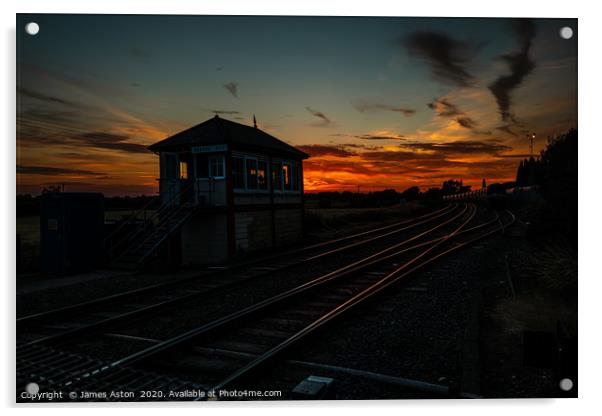 Sunset over the Signal Box Acrylic by James Aston