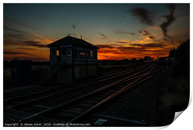 Sunset over the Signal Box Print by James Aston