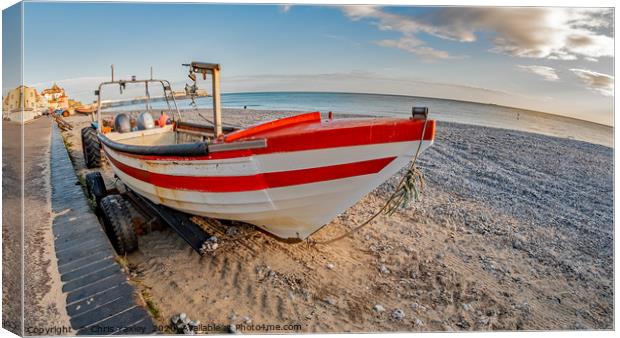 Fisheye view of traditional crab fishing boat on C Canvas Print by Chris Yaxley