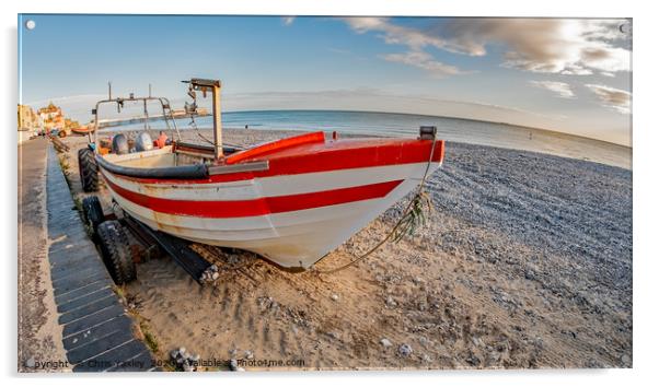 Fisheye view of traditional crab fishing boat on C Acrylic by Chris Yaxley