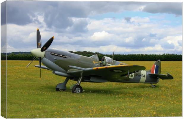 Spitfire at White Waltham, Berkshire Canvas Print by Simon Marlow