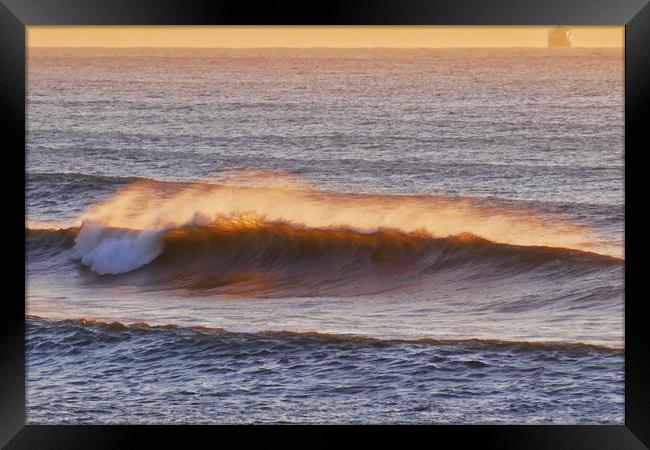 Wave Breaking in the Morning Sun Framed Print by Jeremy Hayden