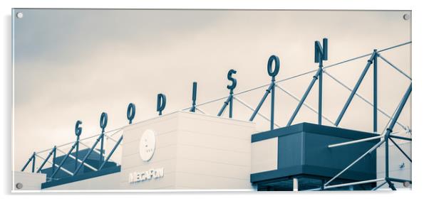 Goodison signage above the Park End stand of Evert Acrylic by Jason Wells