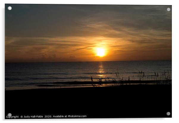 Sunrise on Ormond Beach Acrylic by Judy Hall-Folde