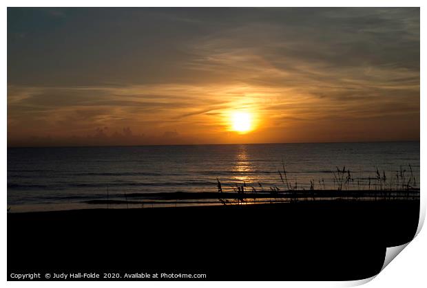 Sunrise on Ormond Beach Print by Judy Hall-Folde