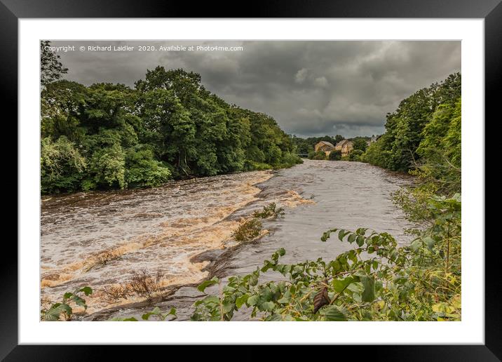 A Swollen River Tees at Barnard Castle Framed Mounted Print by Richard Laidler