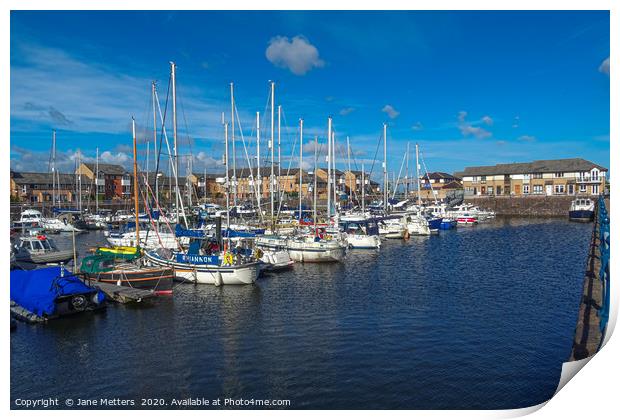 Blue Sky Over The Marina Print by Jane Metters