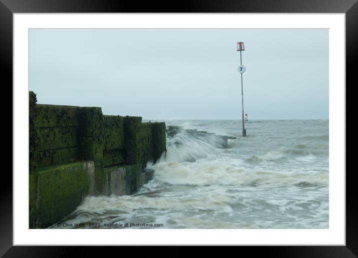 Waves crashing at Hunstanton, Norfolk Framed Mounted Print by Clive Wells