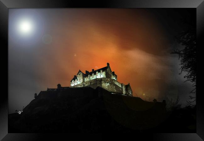 Edinburgh Castle misty night Framed Print by Philip Hawkins