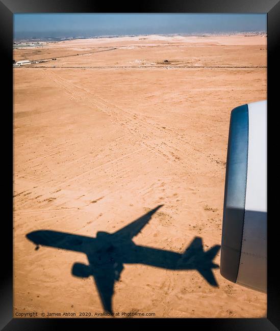 Shadows in the Amman Desert  Framed Print by James Aston