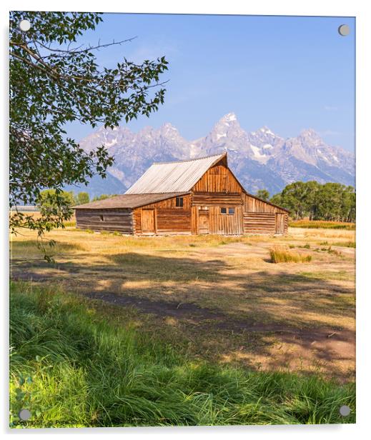 Mormon Row Barn in Grand Teton National Park, WY,  Acrylic by Pere Sanz