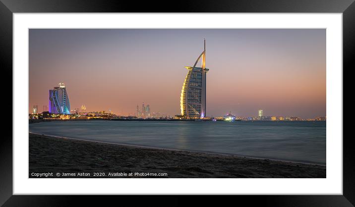 Summer Sunset over the Palm Dubai Framed Mounted Print by James Aston