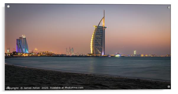 Summer Sunset over the Palm Dubai Acrylic by James Aston