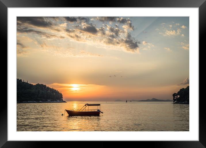 The sun sets at charming Cavtat  Framed Mounted Print by Naylor's Photography