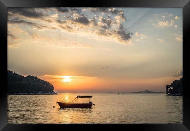 The sun sets at charming Cavtat  Framed Print by Naylor's Photography