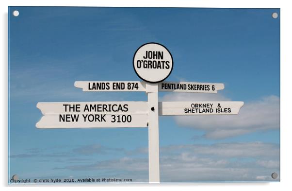 John o Groats road sign Acrylic by chris hyde