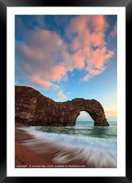 Durdle Door at sunset Framed Mounted Print by Andrew Ray