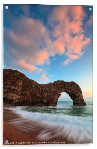 Durdle Door at sunset Acrylic by Andrew Ray