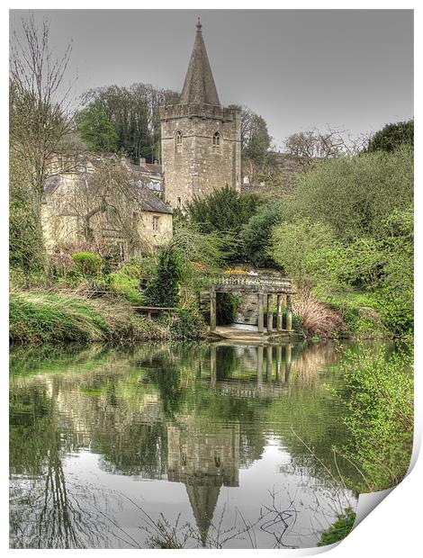 Boathouse River and Church Print by Nicola Clark