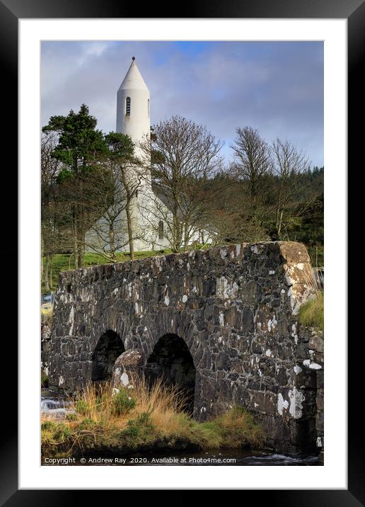 Dervaig Bridge and Church Framed Mounted Print by Andrew Ray