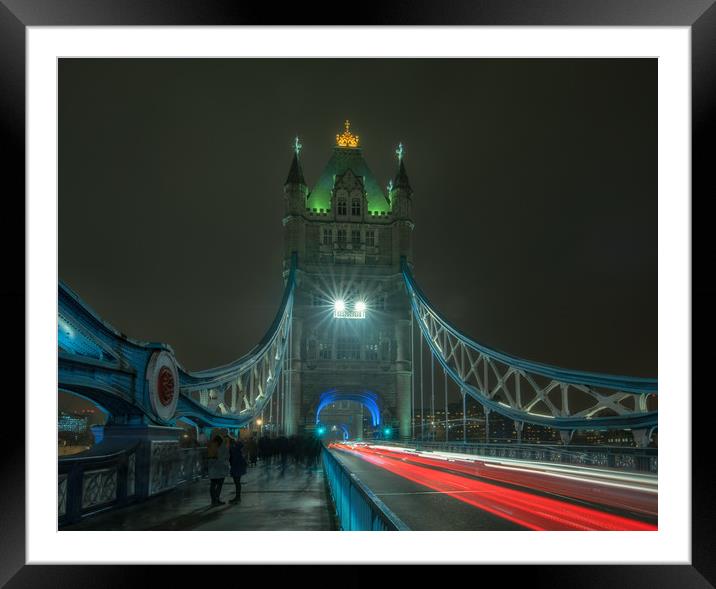 Tower Bridge Light trails Framed Mounted Print by Tim Smith