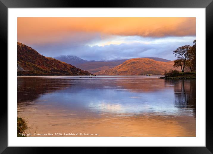 Loch Etive at sunset Framed Mounted Print by Andrew Ray