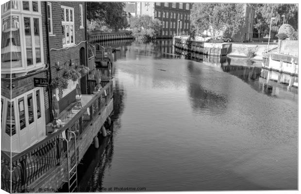 A view down the River Wensum from Fye's Bridge in  Canvas Print by Chris Yaxley