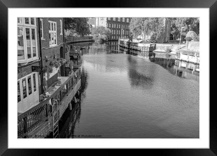 A view down the River Wensum from Fye's Bridge in  Framed Mounted Print by Chris Yaxley