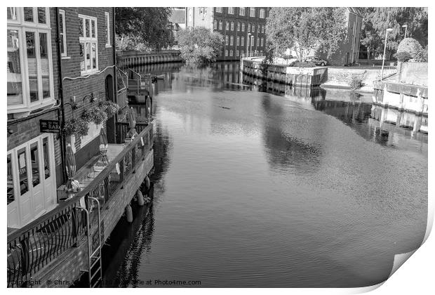 A view down the River Wensum from Fye's Bridge in  Print by Chris Yaxley