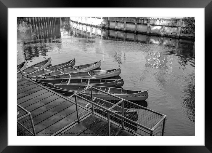 Canoes for a pub crawl on the River Wensum in Norw Framed Mounted Print by Chris Yaxley