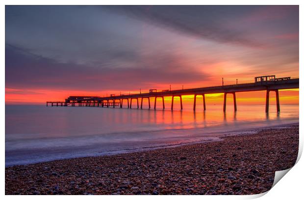 Deal pier sunrise Print by Tim Smith