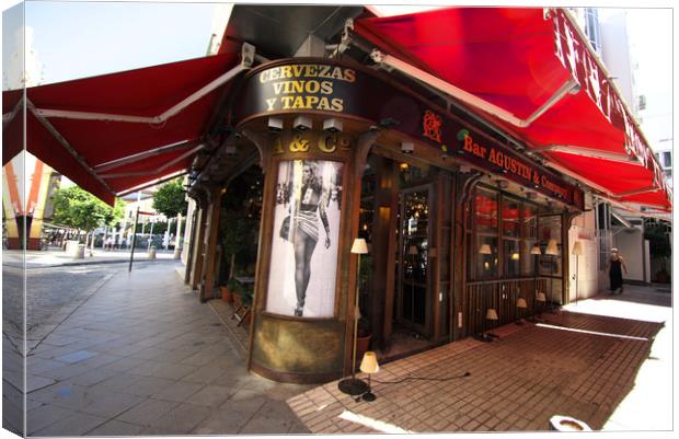 This a very popular bar, near Salvador Square in t Canvas Print by Jose Manuel Espigares Garc