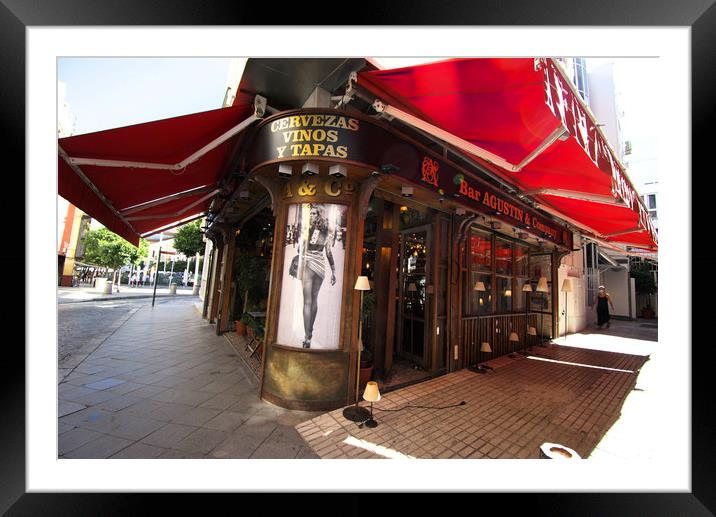 This a very popular bar, near Salvador Square in t Framed Mounted Print by Jose Manuel Espigares Garc