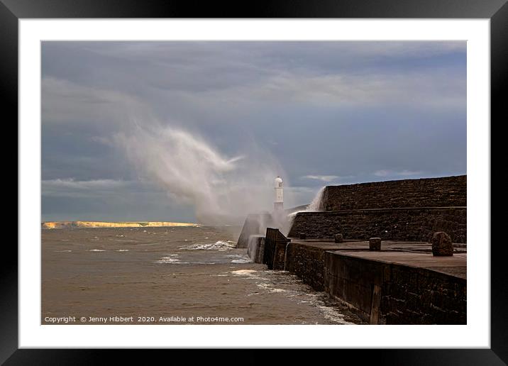 Porthcawl storm with Glamorgan heritage coastline  Framed Mounted Print by Jenny Hibbert